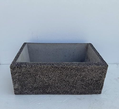 LAVELLO IN CEMENTO, LAVABO, FONTANA, INERTI A VISTA COLORE NERO, MISURA:60X40 H 23 CM