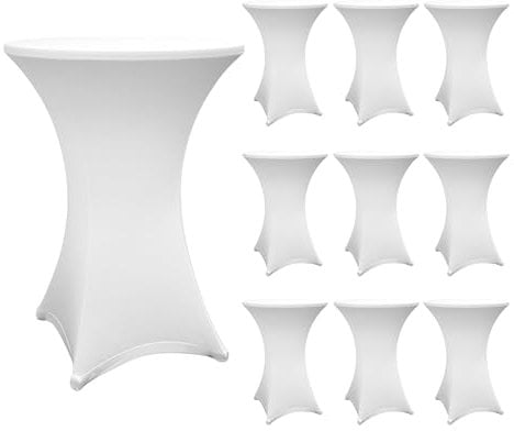 Lumaland 10x hochwertige Stehtischhusse 70-75 cm, ÖKO-TEX® Zertifikat | Stretch Tisch-Überzug schnelltrocknend, Husse mit Verstärkung im Fußbereich | Waschbar, pflegeleicht & langlebig