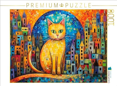 CALVENDO Puzzle Katze Im Stil von Friedensreich Hundertwasser | 1000 Teile Lege-Größe 64 x 48 cm Foto-Puzzle für glückliche Stunden