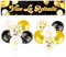 Banderole Vive La Retraite et 12PCS Ballons avec Ruban de Soie Bannière Retirement Décoration pour Fête de Retirement Banderole Noir Or