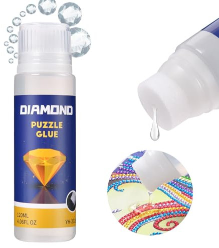 AUAUY 1PCS Diamond Painting Versiegelung, Schnell Trocknender Diamantkleber mit Schwammkopf, Diamond Painting Kleber für Glitzernde Bilder Anti-Shedding Versiegelung von Diamanten, Durchsichtig(120ml)