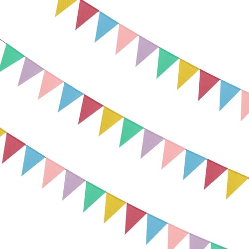 Wimpelkette Outdoor | Cnmtcco | Wimpel Girlande Farbe Pack Von 3 Outdoor Wetterfesten Stoff Für Geburtstag Party Indoor Outdoor Garten Party Dekorationen(4 Meter, Regenbogenfarben)