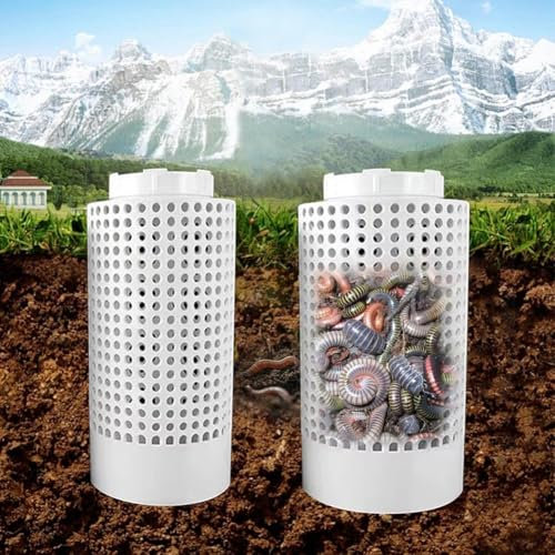 2 contenedores de abono para exteriores, 110/160 agujeros, compostador de gusanos subterráneo para convertir residuos en compost, contenedor de compostaje de 2 galones, compostador de gusanos para