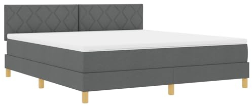vidaXL Boxspringbett mit Matratze Dunkelgrau 180 x 200 cm Stoff, Moderne Schlafzimmer-Einrichtung, langlebiges Boxspringbett, funktionale Möbel, anpassbares Komfort-System.