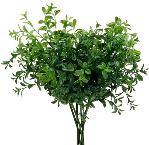 Viana 6er Set Künstliche Buchsbaum Zweige Am Pick - Naturgetreue Buxus Kunstpflanze für Dekoration und Floristik, 6 Stück