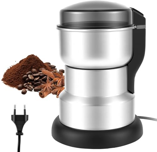 Molinillo de café eléctrico de 300 W One Press Molinillo de café con cuchillas de acero inoxidable, tapa transparente, portátil para frijoles, especias, hierbas
