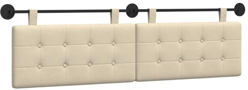 vidaXL Hängendes Kopfteil Creme Stoff, Stylisches hängendes Kopfteil für Schlafzimmer, modern und platzsparend, gepolstert und wandmontiert
