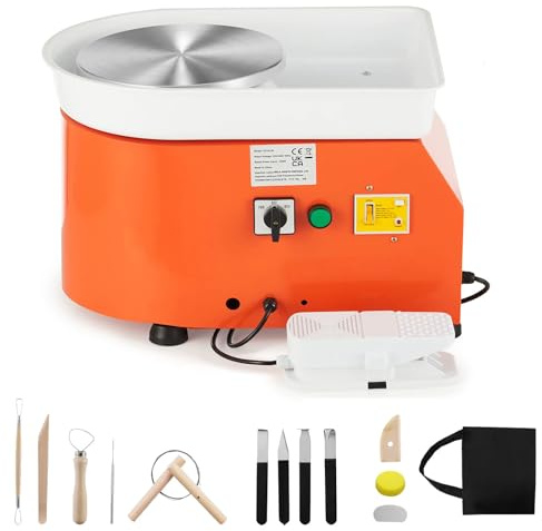 Tornio Elettrico per Ceramica da 350W per Adulti, Tornio con Piano Girevole da 25Cm con Pedale, Strumenti per Modellare, Macchina per Modellare Argilla a Velocità Reg 350W foot pedal speed adjustment
