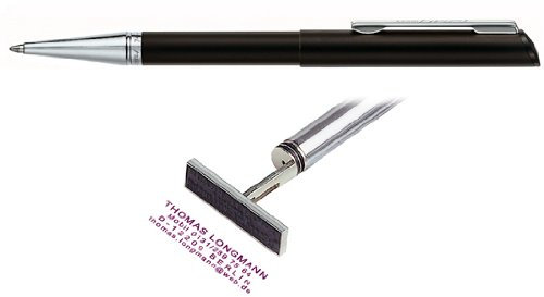Stempelkugelschreiber Heri Diagonal schwarz/silber