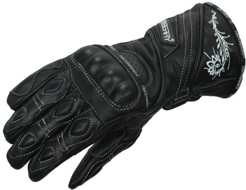 HEYBERRY Damen Motorradhandschuhe Leder Schwarz Gr. M