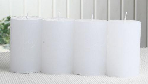 CandleCorner Rustik-Kerzen: 4x Rustik-Stumpenkerze, 8 x 5 cm Ø, weiß