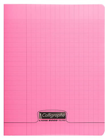 Calligraphe 18121C Un Cahier Agrafé Rose (une Marque de Clairefontaine) - 17x22 cm - 96 Pages Grands Carreaux - Papier Blanc 90 g - Couverture Polypro Transparent