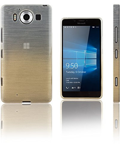 Xcessor Coque Souple Transition en TPU avec Texture de Fils de Soie dégradée pour Microsoft Lumia 950 – Transparent/doré
