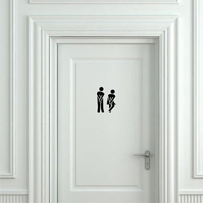 UNGROL WC-Tür Aufkleber Vinyl Aufkleber für Wand und Tür, Minimalistisch, blau, WC-Symbol, 1 Stück