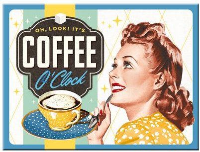 Nostalgic-Art 14344, Say it 50's Coffee O' Clock, Magnet 8x6 cm, Metall, bunt, 8 x 6 x 0,2 cm