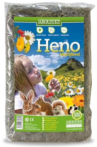 Arquivet Heno multifloral para roedores y pequeños mamiferos, 500 g (Paquete de 1)