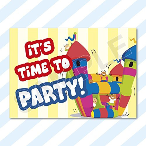 A6 CARDS - Birthday Party Invitations Invites Pack Girls Boys Childrens Kids with Envelopes (Bouncy Castle) (Pack of 24)