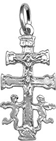 Sebaoth | Cruz De Caravaca| Plata De Ley 925| Bendecida Cruz De Plata Con Ángeles | Desde Caravaca Original | Dije Religioso Unisex | Ideal para Regalo | Varios Tamaños | 2.3 cm
