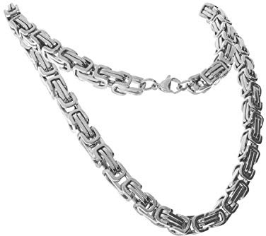 FILANGO Chirurgenstahl Königskette silberfarben Karabinerverschluss Mode Schmuck Kette Silberfarben 8 mm