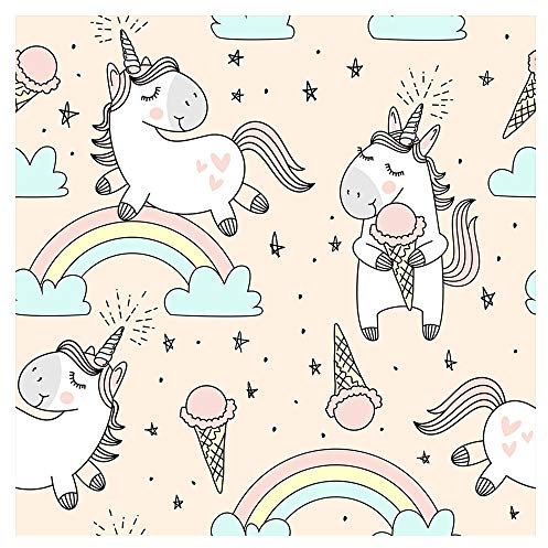 murando - Vlies Tapete Deko Panel Fototapete Kinderzimmer Wandtapete Wanddeko 10 m Tapetenrolle Mustertapete Wandtapete design Dekoration - Einhorn Regenbogen pink für Kinder Mädchen e-B-0019-j-a