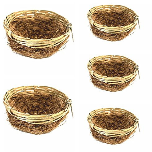 Moondown Farm Moondown Farm Canary Nest Pans 5 PACK 11cm Wicker - Coco with hooks to rear for Canaries