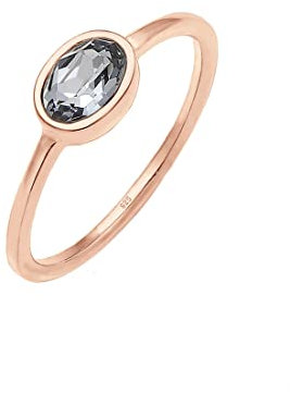 Elli Ring Damen Bandring Klassisch Schlicht mit Kristall 925 Sterling Silber
