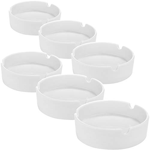 com-four® 6x Aschenbecher aus Keramik im schlichten Design | Keramik-Aschenbecher für Privat und Gastronomie