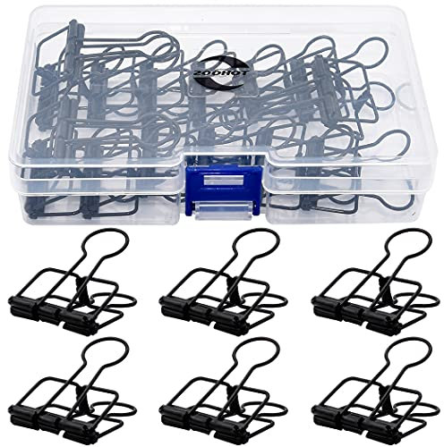 Zoohot 32 mm schwarze Metalldraht-Foldback-Bulldoggen-Clips, Schreibwaren-Skelett-Binder-Clips für Schule, Büro und Bastelprojekte – 15 Stück