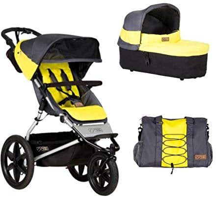 Mountain Buggy Terrain 3 + Carrycot Babywanne + Wickeltasche - solus grau/gelb