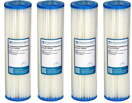 4X 10 Sediment Wasserfilter (Pleated Polyester) 20 µm Auswaschbar Wiederverwendbar