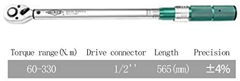 HIOD Drehmomentschlüssel 1/4 (5-25 Nm), 3/8 (10-60 Nm), 1/2 (10-330 Nm) Zoll Vierkant Antriebsverbinder,1/2-inch(60-330Nm)