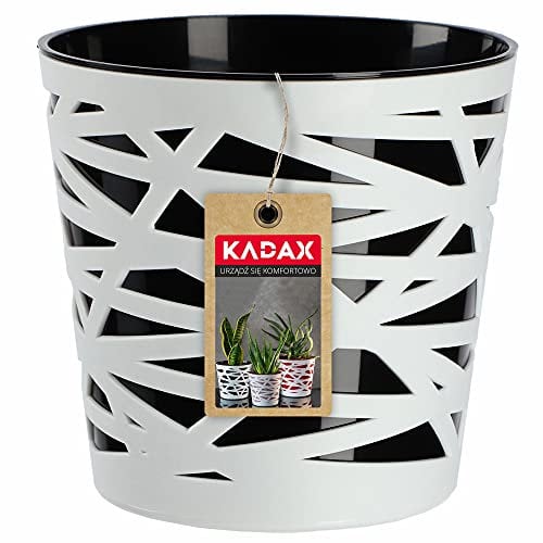 KADAX Maceta, macetero, maceta redonda de plástico, maceta para flores, plantas, balcón, maceta para interiores, maceta ligera, maceta moderna (17 cm, negro)