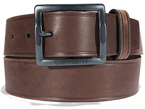 Carhartt Accessory Bridle Leather Heat Creased Belt, 44, Brown with Matte Gunmetal Finish