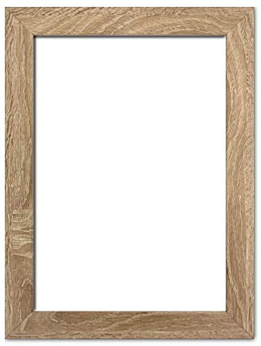 Holzwerkstoff Bilderrahmen Carla 48 x 64 cm mit weißer Rückwand 64x48 cm, hier Sonoma Eiche mit Kunststoffglas Antireflex 1mm