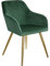 tectake® Esszimmerstuhl, Sessel bequem mit Armlehne, Polsterstuhl, Samtstoff Cocktailsessel, Loungesessel für Wohnzimmer, Esszimmer, Moderne Küchenstühle, Bürostuhl dunkelgrün/Gold
