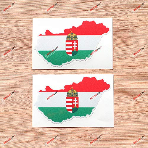 Ungarn Ungarische Flagge Karte Umriss Wappen Aufkleber Vinyl Sticker - 2er-Pack Reflektierend, 10,2 cm - für Auto Boot Laptop Tasse