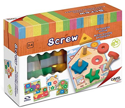Cayro - Screw - Schrauben- und Mutternspiel für Kinder - Lernspiel aus Holz - Verbessert die motorischen Fähigkeiten - Sie Lernen spielerisch - für Kinder von 2 bis 4 Jahren