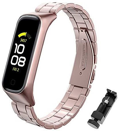 SenMore Bracelet Compatible aver Samsung Galaxy Fit 2,Samsung Galaxy Fit 2 Steel Bande en Acier Inoxydable Reglable Remplacment Sangle Bracelet
