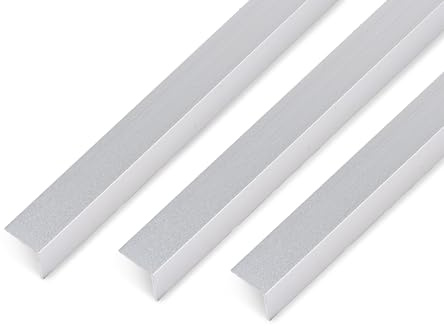 Alberts 499631 Winkelprofil | selbstklebend | Aluminium, kugelgestrahlt silber | 1000 x 15 x 15 mm | 3er Set