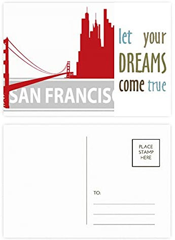 San Francisco America Country City Outline Dream Come True Postkarten-Set, Dankeskarte, 20 Stück
