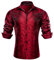 Barry.Wang Men Dress Shirt Silk Luxury Paisley Floral Long Sleeve Big and Tall Wedding Party Casual Business Formal Shirts Red S-3XL
