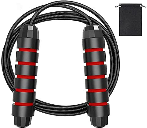 Springseil Erwachsene mit Kugellager und Anti-Rutsch Griffe 2.8 Meter Verstellbare Sprungseil Seilspringen Ideal für Sport Training Fitness Boxen geeignet für Erwachsene und Kinder