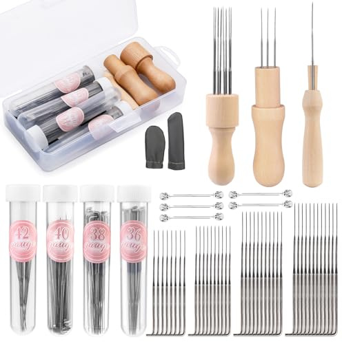 dipeer 117 PCS Needle Felting Kit, Felting Needles, Felting Kit | Needle Felting Tools with 4 Sizes Felting Needles, 1/3/8 Wooden Handle Needle Felting Kits for Beginners Professional