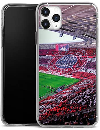 Slim Case kompatibel mit Apple iPhone 11 Pro Max Silikon Handyhülle transparent Hülle extra dünn FCB Stadion FC Bayern München