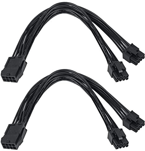 YieJoya PCIE Grafikkarte Kabel, 8Pin auf 2 x 8-Pin PCIe Adapter Stromkabel, 2er-Pack 8Pin auf Dual PCIe Splitter Pin (6+2) Grafikkarten PCI-Express Stromadapter