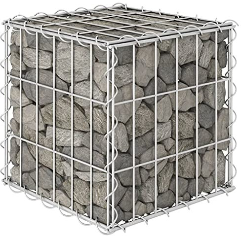 WIFESE Panier de Gabion Fil d'acier 30x30x30 cm Lit Surélevé Cube à Gabion Argenté Mur de Soutènemen Construction Robuste Mur en Gabion Décoration de Jardin Terrasse Cage de Gabion