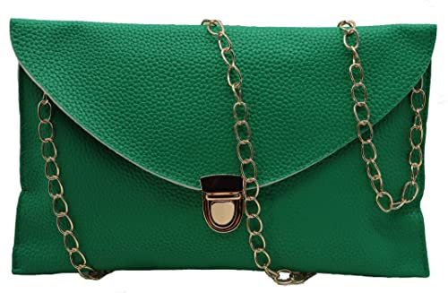 Amaze Modische Damen-Handtasche, Schultertasche, Umschlag, Clutch, Umhängetasche, Geldbörse, Messenger, Leder, Damentasche, Grün: 1, Envelope Size