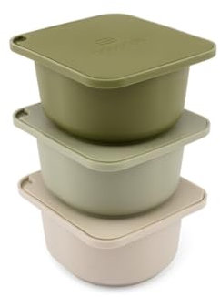 Babadoh Big Silicone Pizza Dough Proofing Containers with Lids | Pizza Making Accessories | Set of 3 | Multi Green (1 Dough, 1 Olive, 1 Sage) | Big Size (Make 12-16 Pizzas)