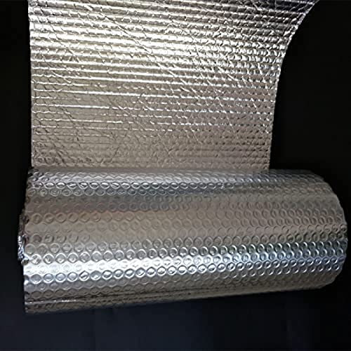 Pealihuy Isolier-Aluminium-Blasenfolie Mit Feuchtigkeitssperre Dachisolierung 4 Mm Dicke Reflektierende Aluminiumfolie Blasenschaum-Wärmeisolierung Für Selbstklebende Dampfsperre,1x25m/3.2x82ft