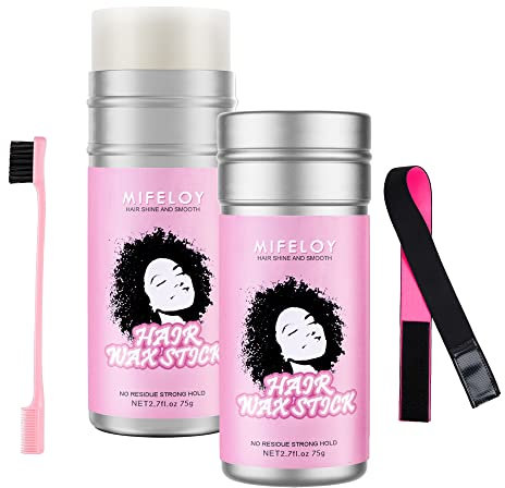 3 Stück Damen Haarstyling Set, 2.7oz Haar Wachs Stick, Modellierung Haarwachs Pomade für Babyhaar Frizz, mit 0.53oz Hair Styling Rand Kontrolle Gel, Perücke Elastisches Band, Doppelkanten Bürste Kämme